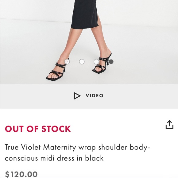 ASOS True Violet Maternity wrap shoulder body-conscious midi dress in black - Picture 5 of 8